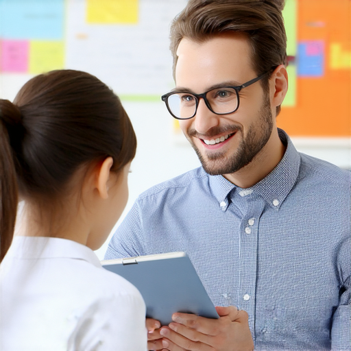 外籍老師一對一教學場景，學生與老師專注交流，學習英文提升，快速解決需求與疑問，提供高效學習體驗，幫助學生自信開口，掌握語言技巧。