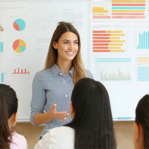 探索生活費用與生涯規劃的秘訣，外籍老師帶領學習英文，圖片中展示老師與學生互動學習的場景，背景有生涯規劃圖表和英文學習資源，創造積極的學習氛圍。