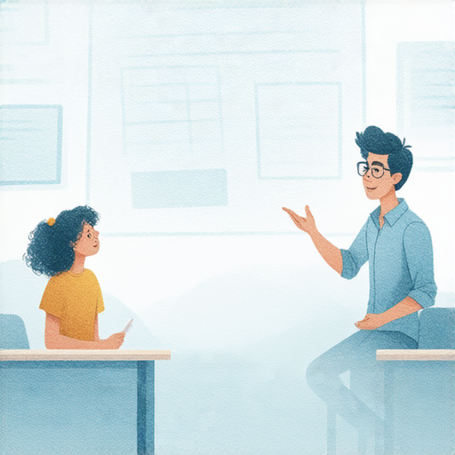 外籍老師一對一教學場景，學生專心練習英文口說，提升流利度，教學互動生動，環境舒適，助你打開英文流利之路，成就口說能力。