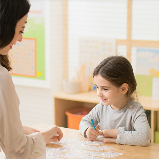 外籍英文老師與學生進行一對一課程，桌上有家庭相關的英文單詞卡片，學生專心學習，畫面氛圍輕鬆愉快，適合想學習家人相關詞彙的人。