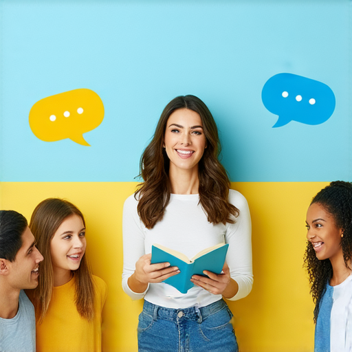 可愛與可憐的英語表達課程宣傳圖片，展示外籍英文老師與學員互動學習，提高英語溝通能力，立即預約，流利表達！