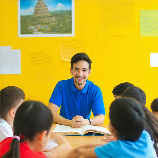 外籍老師教學場景，學生積極參與課堂，教師使用創新教學方法，探索學習氛圍，有助於提升英文能力，體驗獨特文化，增強語言技巧，值得學習的理由。