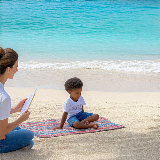 探索沙灘與沙特的魅力，外籍英文老師一對一授課場景，學生專注學習英語，沙灘風景背景，提升英語能力的理想環境。