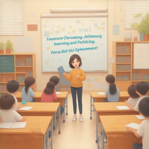 外籍英文老師教學場景，學員們專注於課程，氛圍輕鬆愉快。主題聚焦於挑戰嫉妒與嫌棄，提升個人技能，立即報名體驗，抓住學習機會。