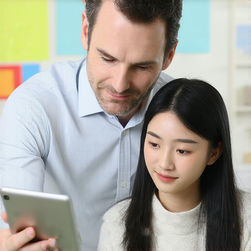 外籍英文老師一對一教學，提升健康與財富，學生專注學習的場景，強調個別指導的互動與效果，彰顯學習英語的好處。