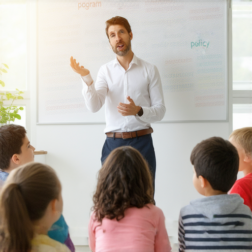 外籍老師在課堂上教學生了解方案、方針等英語詞彙，學生聚精會神，沉浸於流利英語的學習中，探索英語精華，提升語言能力。