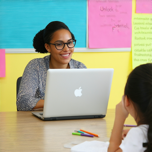 Unlock Your Potential學習名句與英文名家秘訣的圖片，展示外籍老師進行一對一教學，學生專注聆聽，學習有效的英文學習技巧，提升語言能力，立即預約外籍老師。