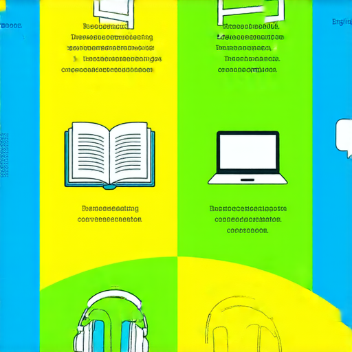 提升英文能力的十個實用技巧與資源的圖片，展示多樣學習方法和工具，包括閱讀書籍、聽力練習、口語交流和線上課程，旨在幫助學習者全面提高英語能力。