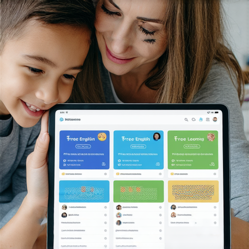 輕鬆學英文的場景，外籍老師與學生一對一教學，探索多款免費的英文學習APP，學生專注學習，教學互動有趣。