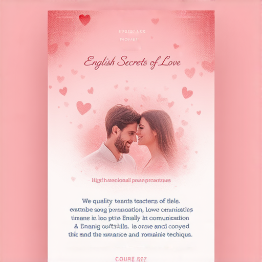 愛情英文大揭秘課程海報，突出外籍老師教學，涵蓋情侶稱呼和浪漫歌曲，吸引學員探索愛情英語的奧秘，提升英語交流能力和戀愛技巧。