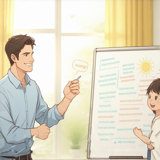 一位外籍老師與學生進行一對一英語教學，主題包含日光浴和日常用品，學生全神貫注，帶著愉悅的表情，展現流利溝通的學習氛圍。