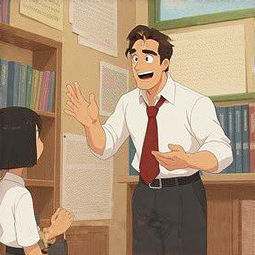 學習英文從美劇開始的場景，展現美味對話中，外籍老師與學生一對一互動的畫面，強調實際學習和文化交流的樂趣。