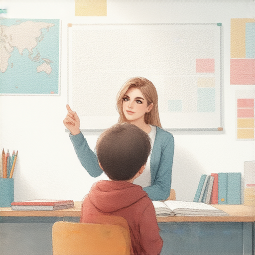 一位外籍老師與學生進行一對一英語學習，學生專心聆聽，教室環境明亮，彰顯從吶喊到吸取教訓的學習過程，掌握英文的關鍵，報名學習之旅的誘因。