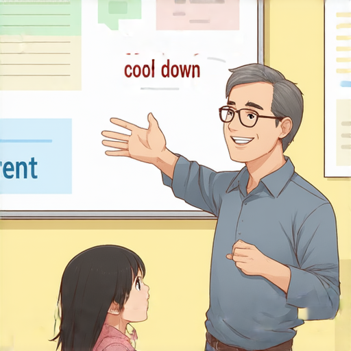 一名外籍老師正在與學生進行一對一的英語教學，教授解密發冷和發牢騷的用法，背景為輕鬆的教學環境，學生專注學習，立即體驗英語學習的樂趣。