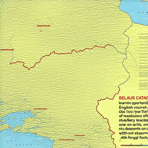 白俄羅斯的地圖上標示白內障，並顯示英文詞彙，強調探索英文秘辛的學習機會，邀請學生立即與外籍老師進行一對一教學。