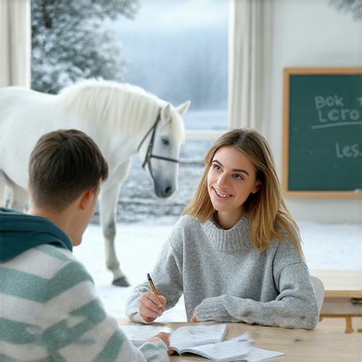 探索白金、白馬與白雪的英文世界的圖片，展示外籍老師與學員一對一教學情境，增進流利英語能力，吸引學生立即預約課程。