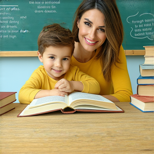 外籍老師與學生一對一學習英語的場景，展現互動學習的親密感，象徵著揭開夢想實現的祕密，讓人生更加璀璨。