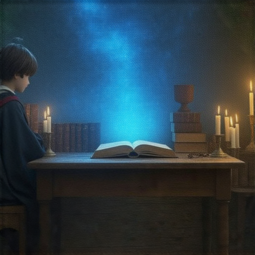 一起探索哈利波特世界，提升英文能力的外籍老師一對一教學場景，學生專注學習，桌上有書本和魔法道具，營造夢幻學習環境。