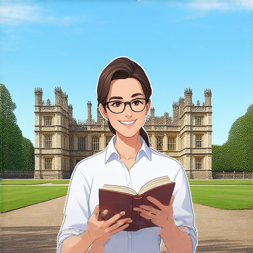 外籍老師於英國皇宮前淺談英語的魅力，背景是宏偉的皇宮建築，傳遞出英文學習的樂趣和文化，探索語言之美的活動畫面。