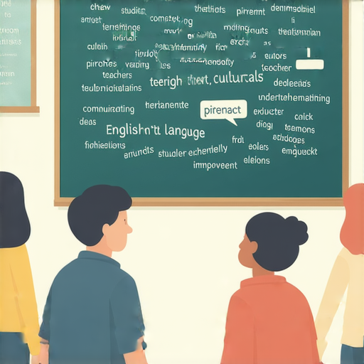 揭開盜版與盜竊的真相的圖片，展示學生和外籍老師一起學習英語，強調如何精準表達相關議題，促進文化交流和語言能力提升。