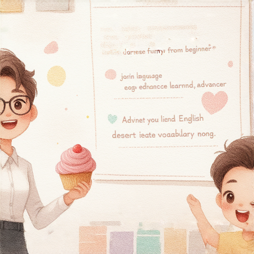 外籍老師一對一教學服務，助你掌握上斜路到甜品的英文，圖片展示學生與老師互動學習的場景，充滿熱情與活力，適合想提升英語能力的人士。