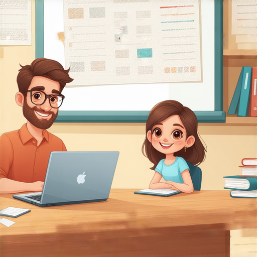 探索英文中公字魅力的圖片，展示外籍老師與學生進行一對一輕鬆學習的情景，強調互動式學習的效果，吸引學習者了解公字的多種用法。