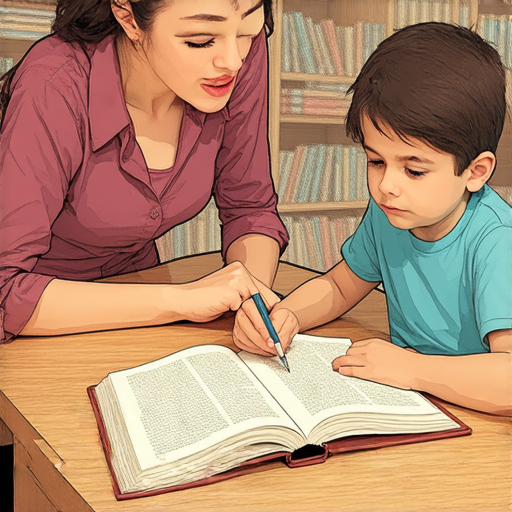 外籍老師一對一教學場景，學生專注學習英語，桌上有書本和筆記，展現探索英語世界的熱情，傳遞從心底學習的精神，啟發個人成長和語言能力提升。