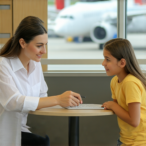 一位外籍老師與學生一對一互動，教授自然流暢的英文，場景包含餐桌和機場接送的情境，展現輕鬆學習英語的氛圍。
