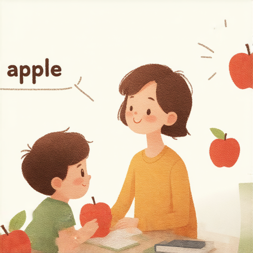 探索蘋果的英文發音與多元用途，提升英文能力的圖片，展示一對一外籍老師教學服務，促進學習與交流，讓學習者享受互動式學習體驗。