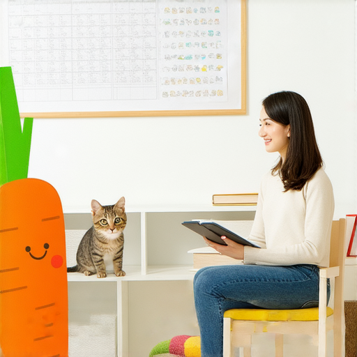 探索蘿蔔與虎斑貓的英文秘密，外籍老師一對一教學，提升英語能力的精彩場景，展示生動的學習氛圍和可愛的寵物，吸引所有對英語學習有興趣的人。
