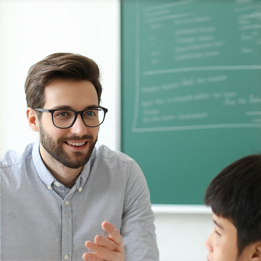 一位外籍老師正在進行一對一的英文教學，學生專注聆聽並積極參與，教學環境輕鬆且專業，體驗高效的英文學習，提升語言能力。