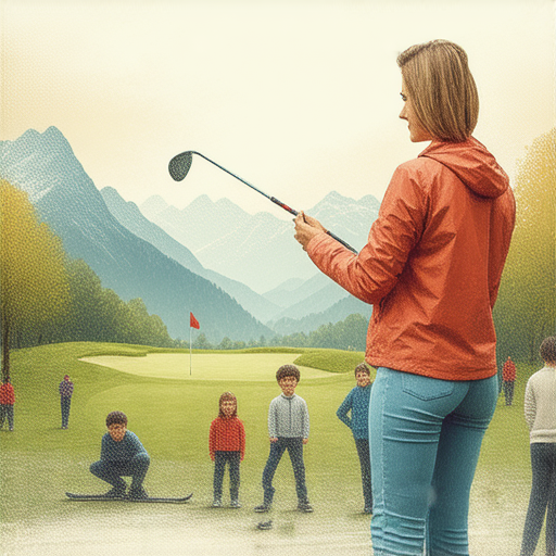 外籍老師指導學生學習英文，同時提升高爾夫球與高山滑雪技能，展現突破自我的激情和努力，促進語言與運動雙重成長的學習氛圍。