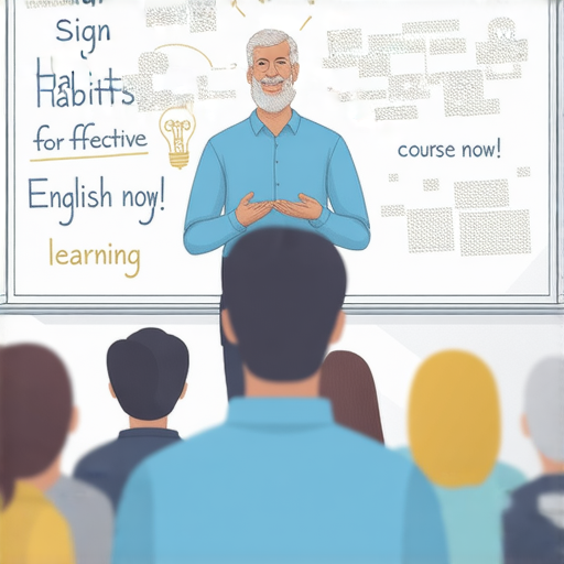 七個習慣幫助高效學習英語，圖片展示線上外籍老師教授策略，適合所有想突破英語瓶頸的學習者，立即報名參加課程。