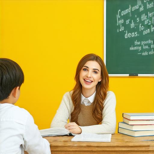 探索道德與道學的奧秘的圖片，展示一對一外籍英文教學的場景，學生專心與外籍教師互動，強調掌握深刻理念的重要性，適合提升語言能力。