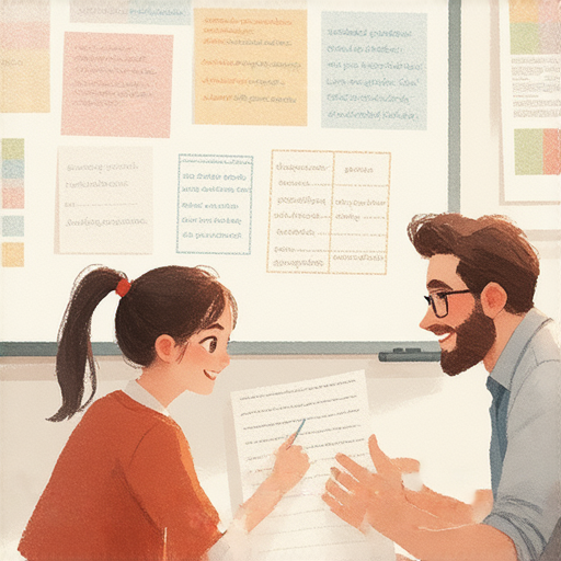 外籍英文老師一對一教學場景，學生熱情互動，專注學習英文，目標是提升語言能力與交流技巧，體驗沉浸式學習效果，實現語言學習期望。