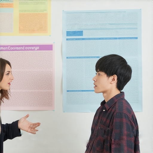 一位學生與外籍老師一對一學習英語，討論遮蔽、遮擋、遮瑕的英文詞彙，表情專注，提升英語流利度的教學場景。