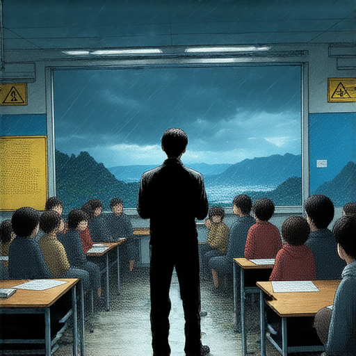 黑色暴雨的神秘曝光，警告信號顯示極端天氣影響，外籍老師教授學生提升英文能力，探索防災知識與語言技巧，打造安全學習環境。