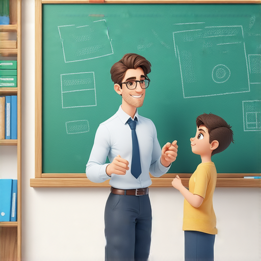 外籍老師與學生一對一學習英文，專注於多樣用法，從默契到點數，提升英文能力，背景為教學場景，顯示學習熱情和互動性。