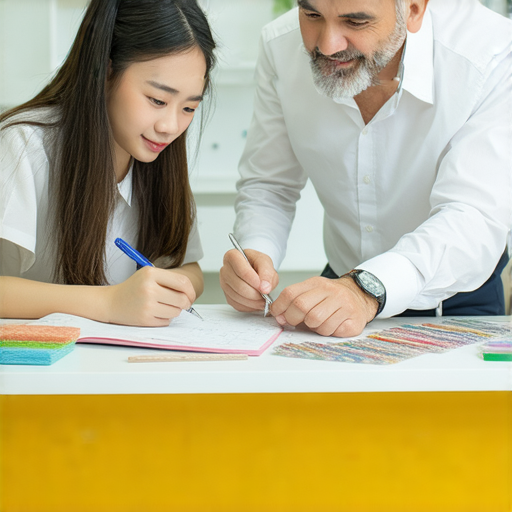 解密裁縫與裝修英語的圖片，展示外籍老師一對一教學場景，學生專注學習，提升語言能力，輕鬆掌握實用技能，適合對應關鍵字的學習者體驗。