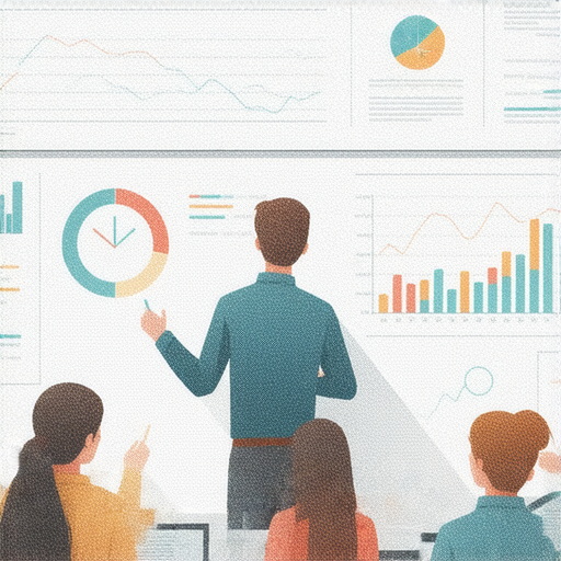 探索金管會與金融投資的重要性，外籍英文老師指導學生學習金融英文，畫面中充滿互動與學習的氛圍，展示專業與輕鬆的教學方式。