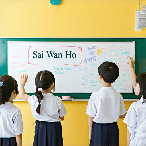 西灣河風景，外籍老師教學場景，學生互動，台灣地道英文學習，西華飯店教學環境，展現學習魅力的瞬間，輕鬆愉快的學習氛圍。