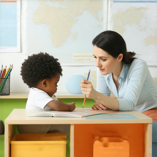 探索視覺的世界的圖片，展示外籍老師與學生一對一教學，強調用英文提升視力與觀察力的互動過程，顯示專注於視覺探索的學習環境。