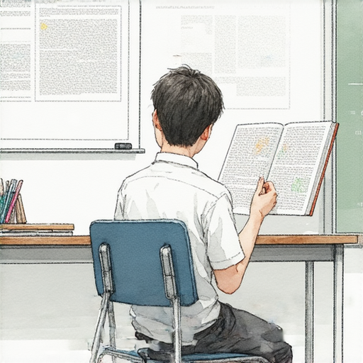 視網膜脫落的相關視覺問題，外籍英文老師一對一教學的情境，老師與學生互動，課本和視覺輔助材料的使用，加強學習效果。