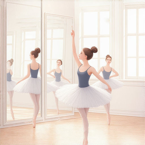 掌握芭蕾舞的魅力，學習相關詞彙，與外籍老師一對一教學，立即報名，學生在舞蹈教室中練習芭蕾舞動作，專注且投入的神情。