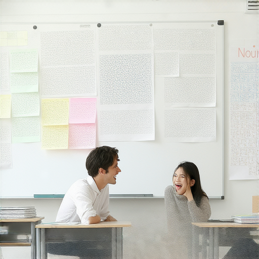 一位外籍老師與學生進行一對一英語教學，專注於名詞解釋與解除技巧，揭示英文學習的秘密，打造互動學習環境，提升語言能力。