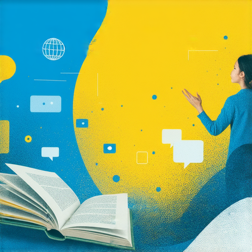 提升英文能力的宣傳圖片，展示外籍老師課程資訊，強調從閱讀到口說的全方位學習，鼓勵學員開啟語言學習新篇章，結合生動的視覺元素與學習主題。