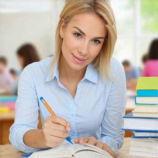 外籍老師一對一指導英文作文技巧的廣告圖片，展示學生與老師互動學習，提升寫作能力，讓寫作能力脫穎而出，激勵學習者立即報名參加。