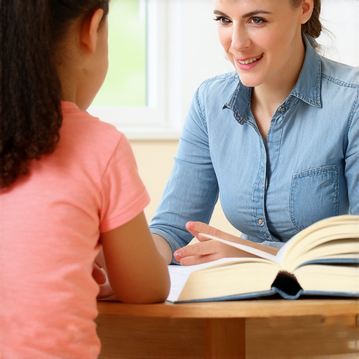 一位外籍老師與學生進行一對一的英語教學，場景中強調輕鬆學習和有效的溝通技巧，背景可見學習資料和互動氛圍，探索間接英語的奧秘。