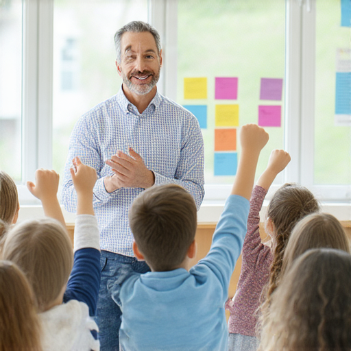 外籍老師在課堂上指導學生表達流利的問句與問號，學生專心聆聽並積極參與，展現出學習英語的熱情與互動。