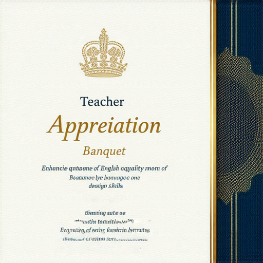 謝師宴邀請函設計，慶祝與感恩的氛圍，突出提升英語能力的主題，包含外籍老師一對一教學的資訊，吸引參與者的目光。